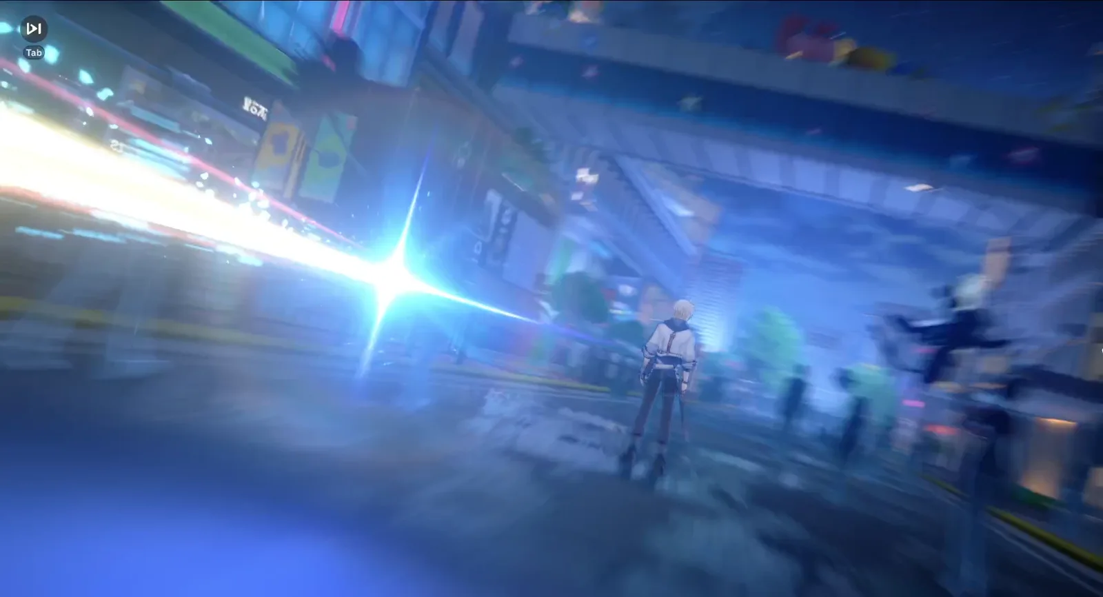 Honkai Nexus Anima 4-star pull animation with the shooting star staying blue as it reaches the character