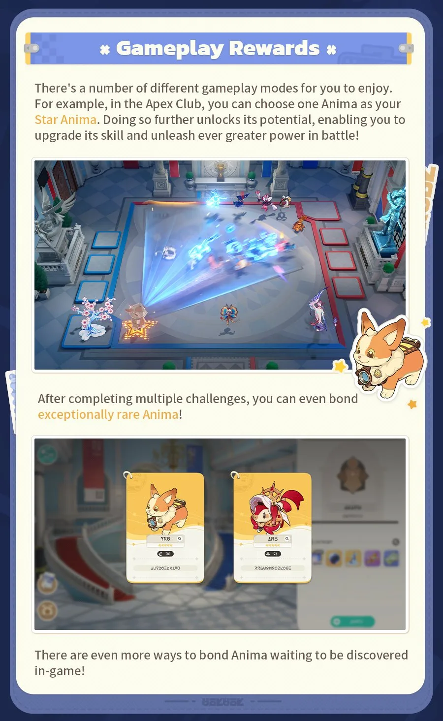 Apex Club gameplay screenshot in Honkai: Nexus Anima showing a formation battle and Star Anima bond reward cards