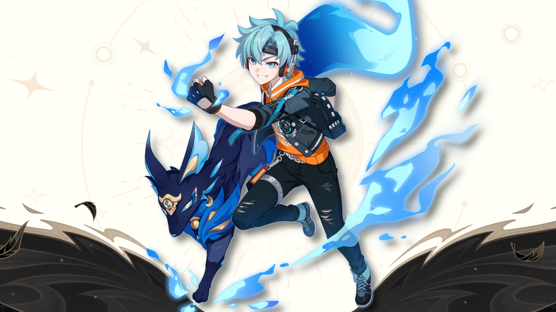 A Honkai: Nexus Anima Animaster running alongside their Anima companion